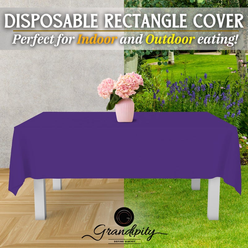 Grandipity 12 Pack Premium Disposable Plastic Tablecloth 54 Inch. x 108 Inch. Decorative Rectangle Table Cover - Purple - Image 5